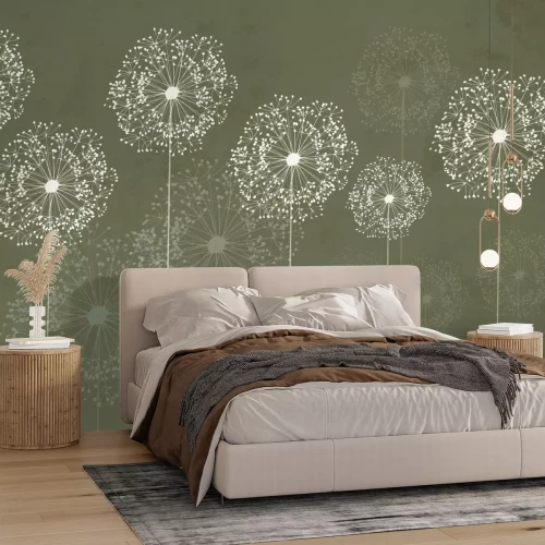 Fototapete Zarte Blumen auf braunem Hintergrund