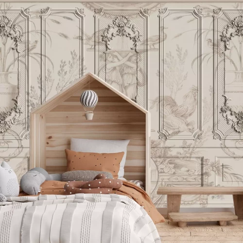 Fototapete Rustikale Stuckverzierung in Beigetönen