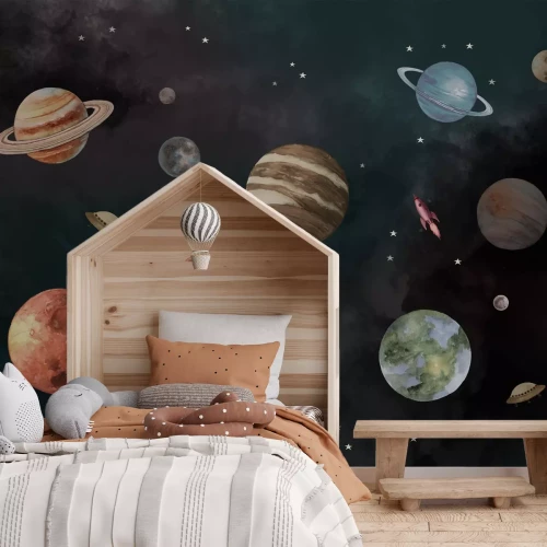 Fototapete Planeten in einer kosmischen Galaxie