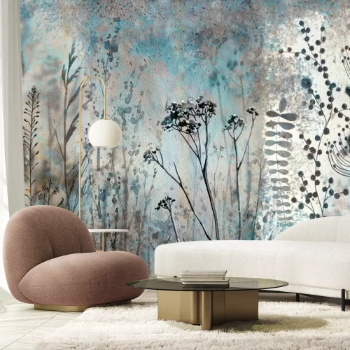 Fototapete Abstrakte Aquarell einer Wiese mit Blumen