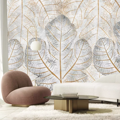 Fototapete Zartes Blattnetz botanisches Muster