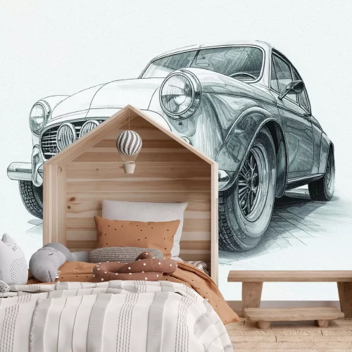 Fototapete Retro-Autozeichnung