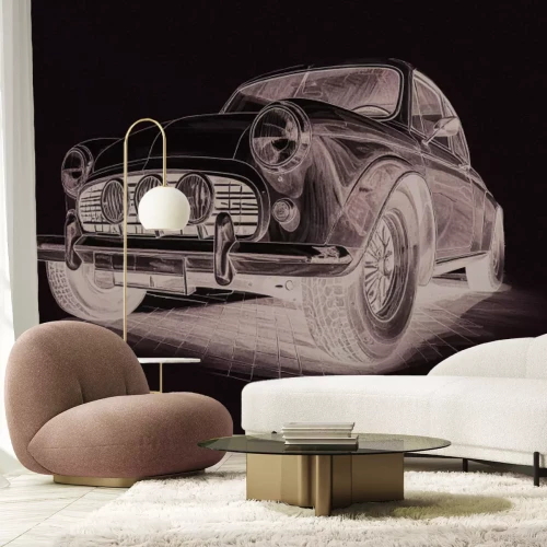 Fototapete Retro-Autozeichnung