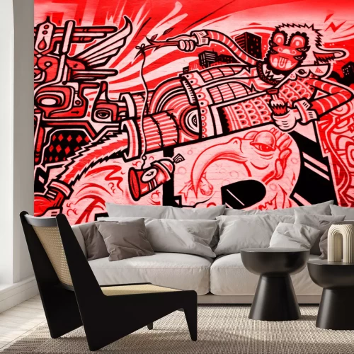 Fototapete Abstrakte Figur rotes Graffiti