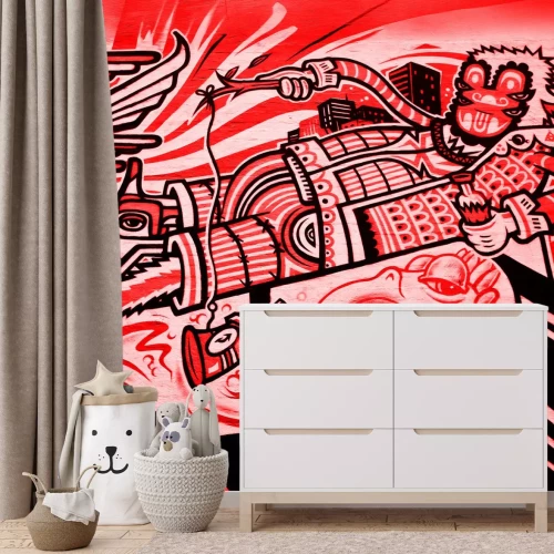 Fototapete Abstrakte Figur rotes Graffiti