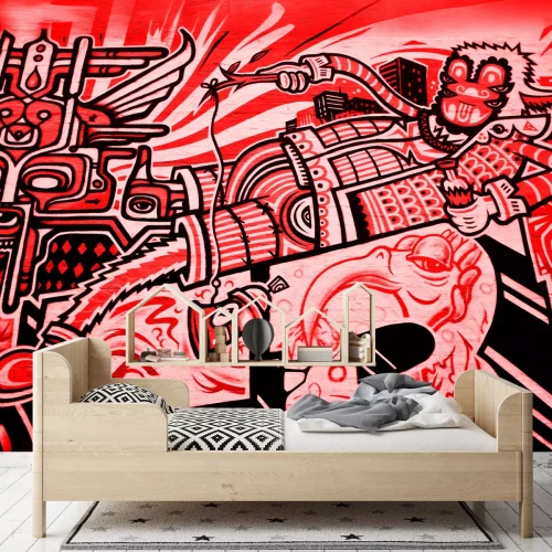 Fototapete Abstrakte Figur rotes Graffiti