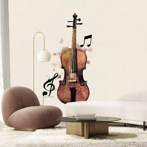 Fototapete Violine mit Noten in Aquarell an der Wand