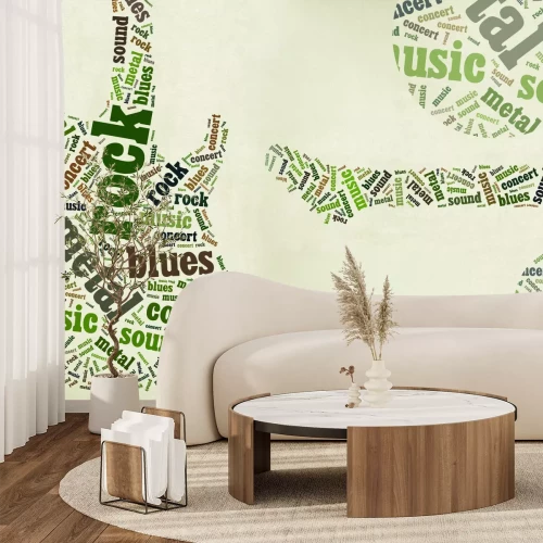 Fototapete Abstrakte grüne Gitarre mit Schriftzügen