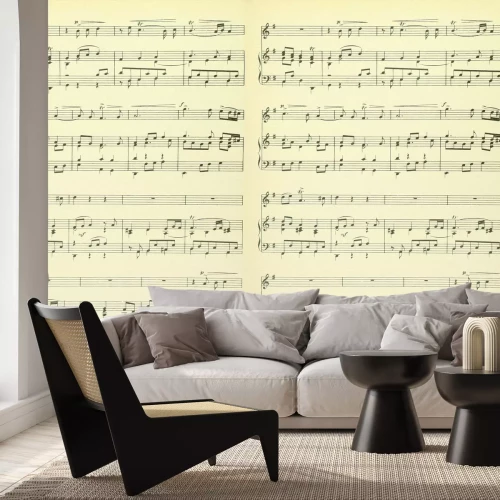 Fototapete Ein Stück, das auf Notenpapier geschrieben ist