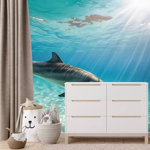 Fototapete Delfin, der auf dem Meeresboden schwimmt