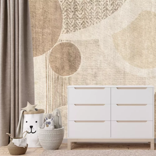 Fototapete Formen von Kreisen und Streifen in einer braunen Anordnung