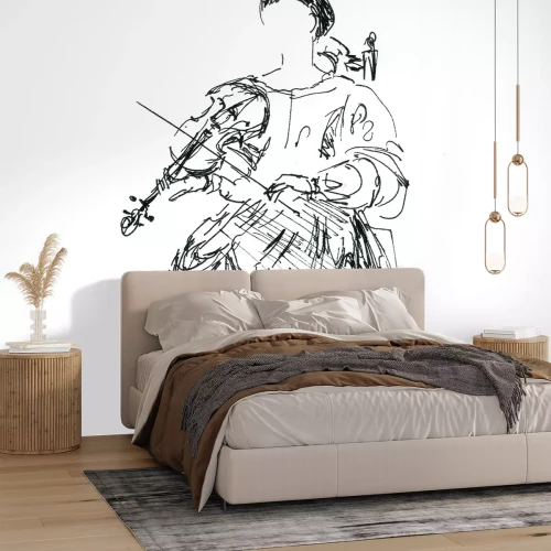 Fototapete Skizze einer Frau, die Geige spielt