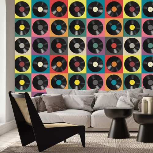 Fototapete Vinylplatten auf bunten Fliesen