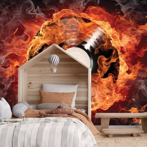 Fototapete Vinylplatte von Feuer umgeben