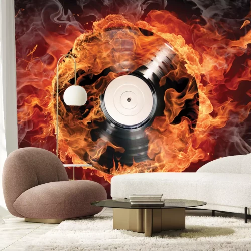 Fototapete Vinylplatte von Feuer umgeben