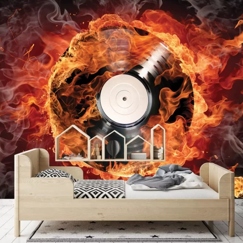 Fototapete Vinylplatte von Feuer umgeben