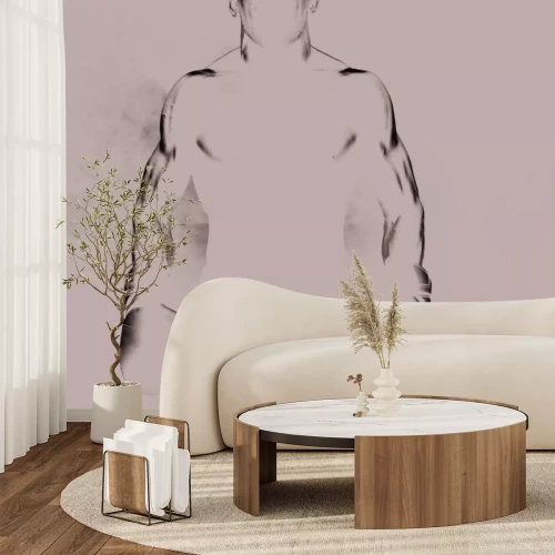 Fototapete Muskulöser Mann mit Boxhandschuhen