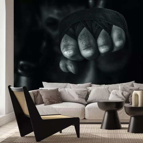 Fototapete Boxer Mann schlägt mit der Faust zu