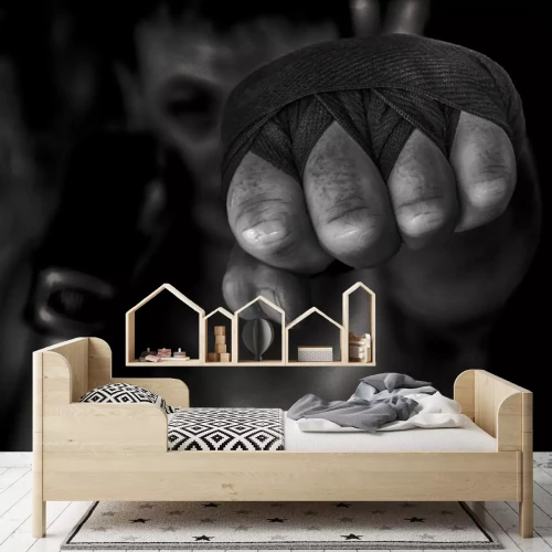 Fototapete Boxer Mann schlägt mit der Faust zu