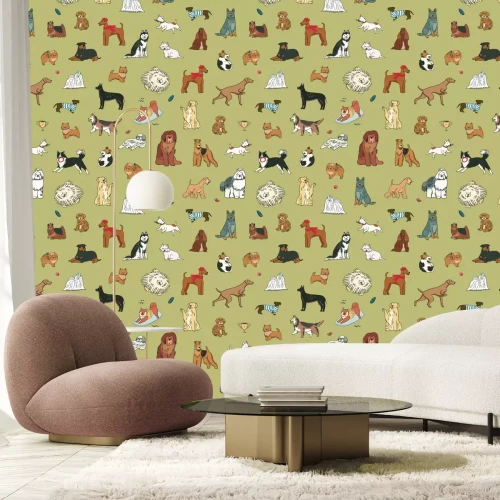 Fototapete Abstrakte kleine und große Hunde