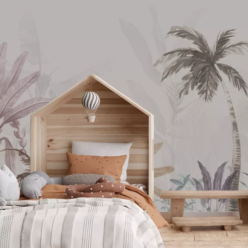 Fototapete Bunte Palmen auf grauem Hintergrund