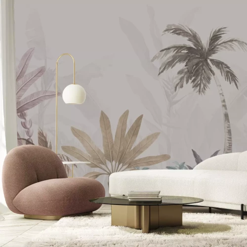 Fototapete Bunte Palmen auf grauem Hintergrund