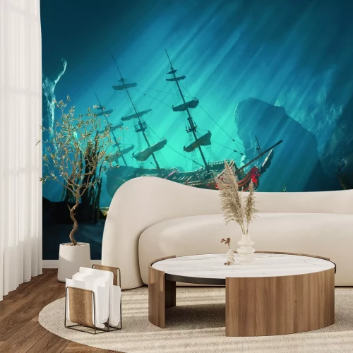 Fototapete Segelschiff in den düsteren Gewässern des Ozeans