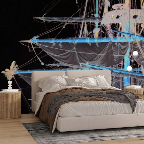 Fototapete Segel eines großen Schiffes auf weißem Hintergrund