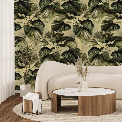 Fototapete Grüne Palmblätter im Vintage-Stil
