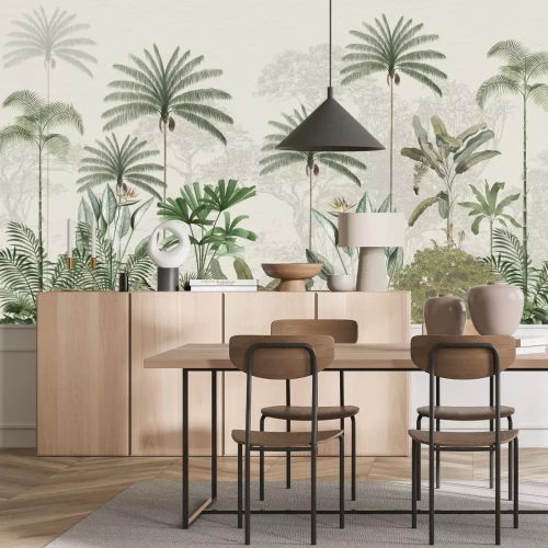 Fototapete Tropische Pflanzen, Dschungel, grünes Landschaft mit Bäumen