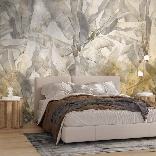 Fototapete Tropische Bananenpflanzen auf Betonhintergrund