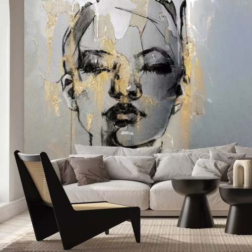 Fototapete Abstraktes Porträt einer Frau mit Gold
