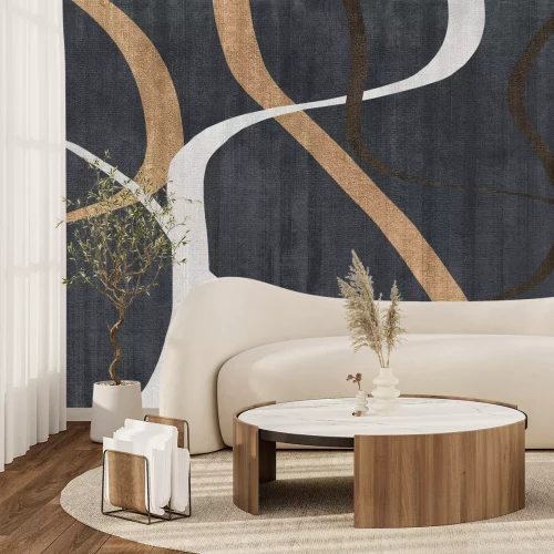 Fototapete Geometrische Formen und Linien auf Dunklem Hintergrund