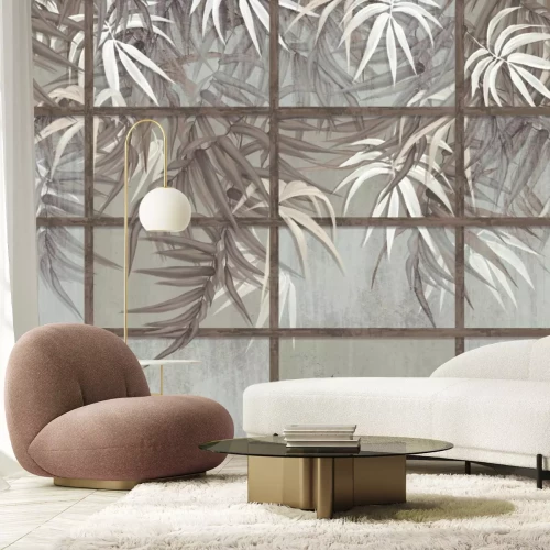 Fototapete Blätter auf einer strukturierten Oberfläche