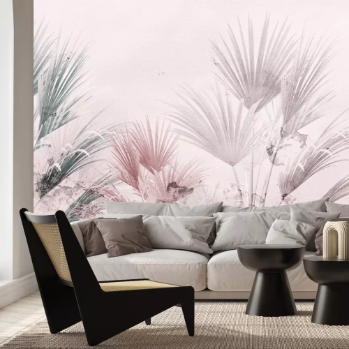 Fototapete Palmenblätter auf hellem Hintergrund