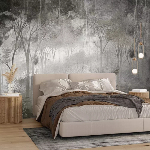 Fototapete Geheimnisvolle Landschaft eines dichten Waldes