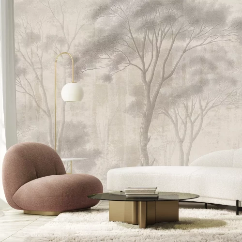 Fototapete Zarte Waldlandschaft in Beige