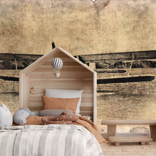 Fototapete Flugzeug auf texturiertem Hintergrund im Vintage-Stil