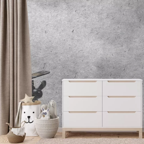 Fototapete Holzflugzeug Spielzeug auf grauem Hintergrund