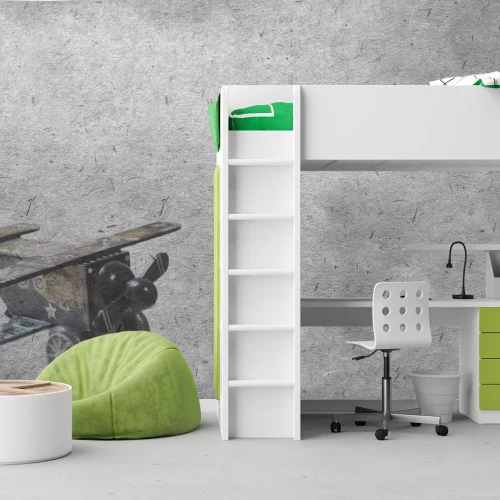 Fototapete Holzflugzeug Spielzeug auf grauem Hintergrund