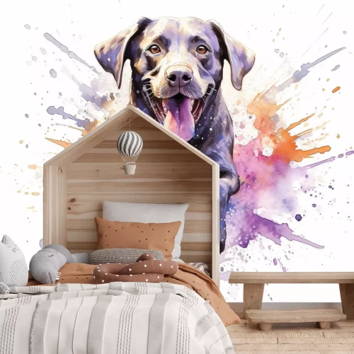 Fototapete Aquarellmuster Hundeporträt im modernen Stil