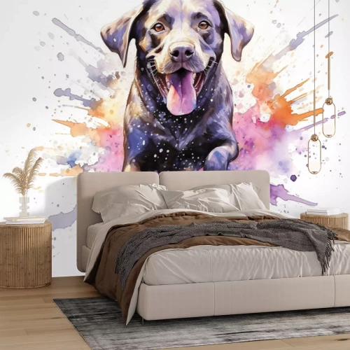 Fototapete Aquarellmuster Hundeporträt im modernen Stil