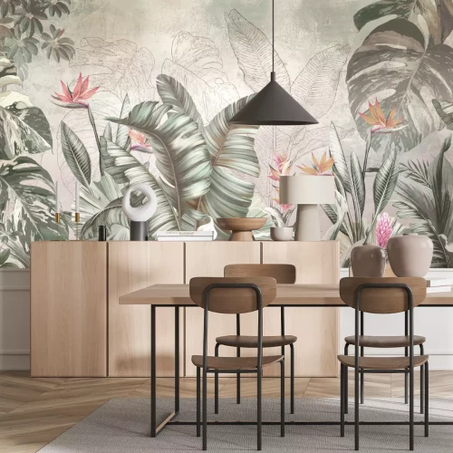 Fototapete Tropischer Wald mit Palmblättern