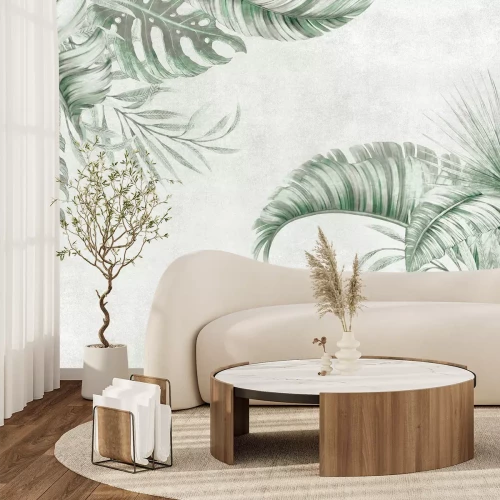 Fototapete Grüne Palmen- und Monsterablätter