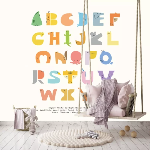 Fototapete Alphabet in Form von Tieren Kindermuster