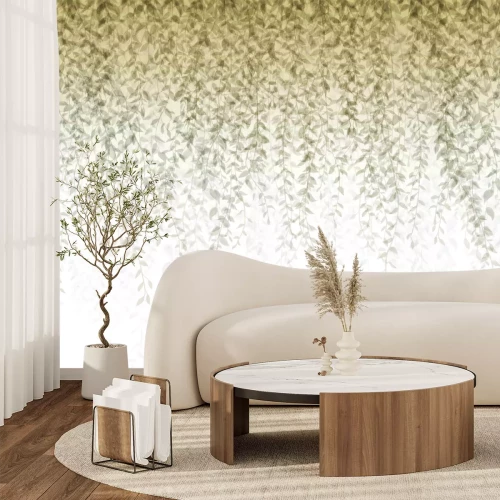 Fototapete Hängende braune Ranken mit Blättern