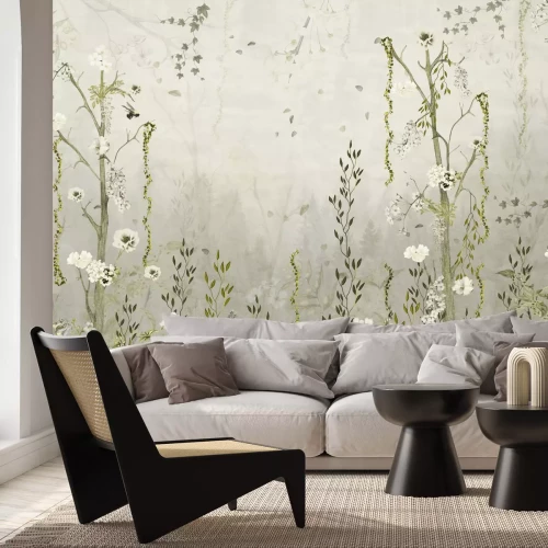 Fototapete Wilde Vegetation mit blühenden Blumen