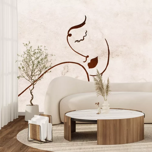 Fototapete Zeichnung eines weiblichen Gesichts auf Beton