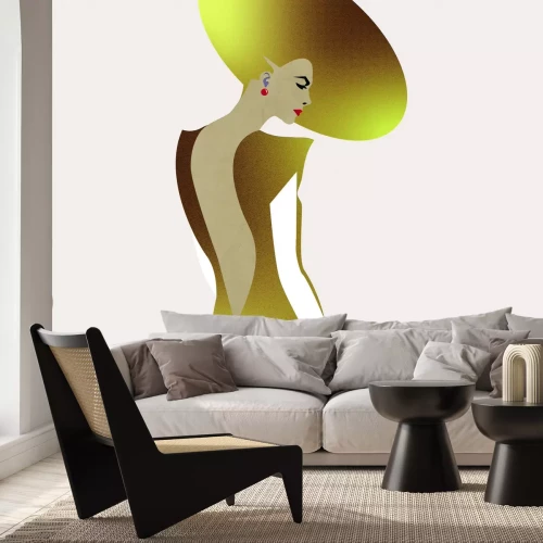 Fototapete Goldene Frau mit Hut