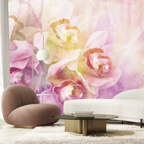 Fototapete Gemalter Orchidee in rosa Tönen